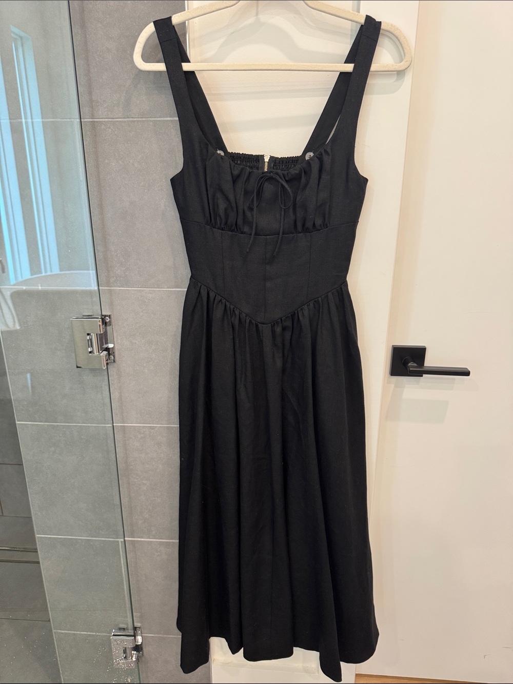 Reformation Black Linen Square-Neck Dress - Picture 5 of 5